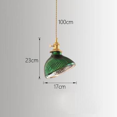 Lámpara de suspensión LED retro con pantalla de cristal verde retro Yuja