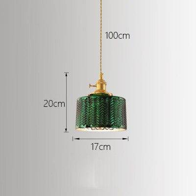 Suspension rétro LED avec abat-jour en verre rétro vert Yuja - vue 4 sur 7