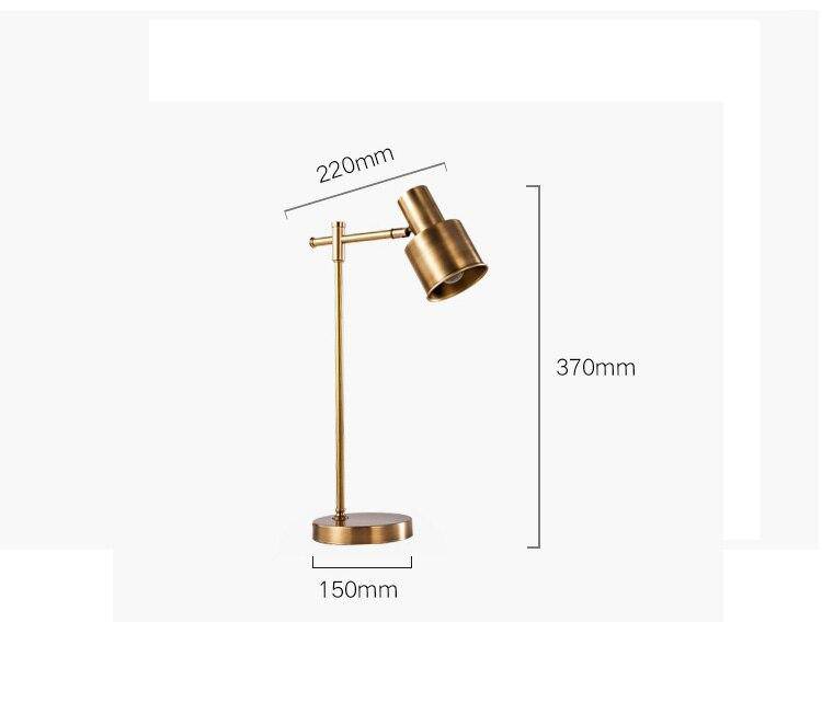 Lampe à poser design LED en métal doré avec abat-jour cylindrique