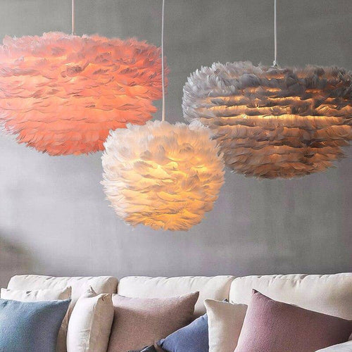 Suspension ovale LED en plumes Fairy - vue 3 sur 9