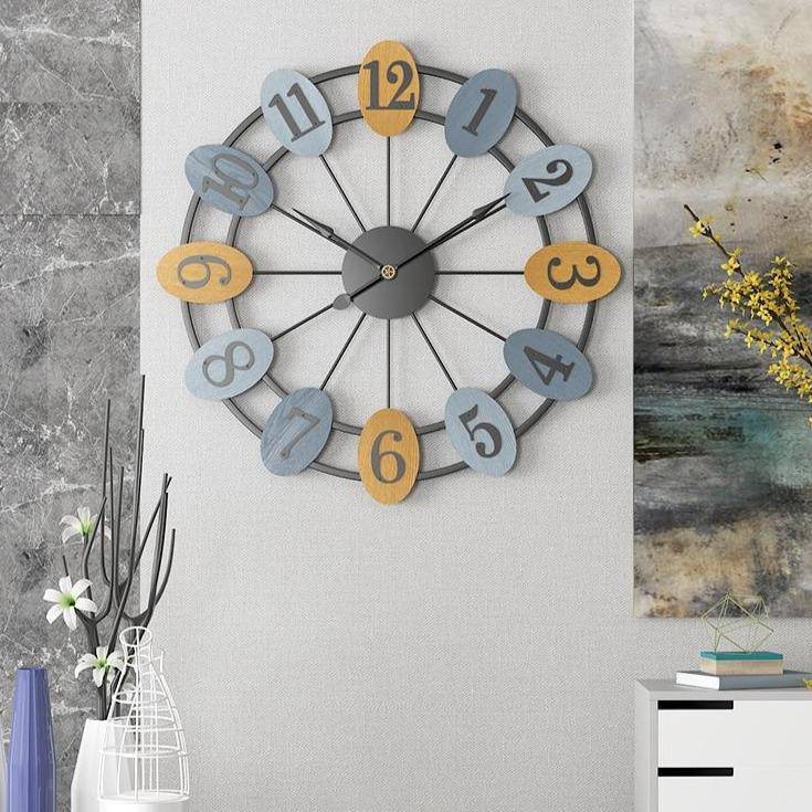 Reloj de pared redondo con números en burbujas de colores 50cm