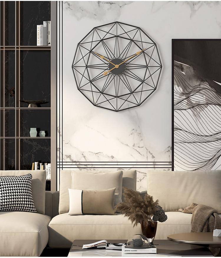 Horloge murale design rond géométrique en métal 50cm - vue 4 sur 5