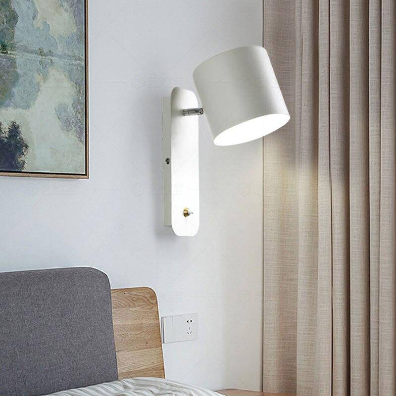 wall lamp modern LED wall light with rounded shapes in metal and wood Nordic