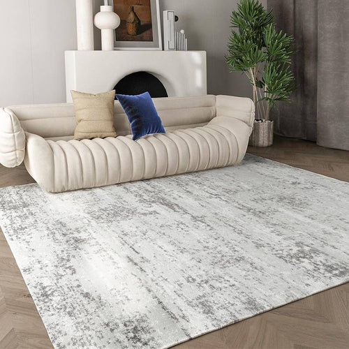 Rectangular carpet light grey shaggy style