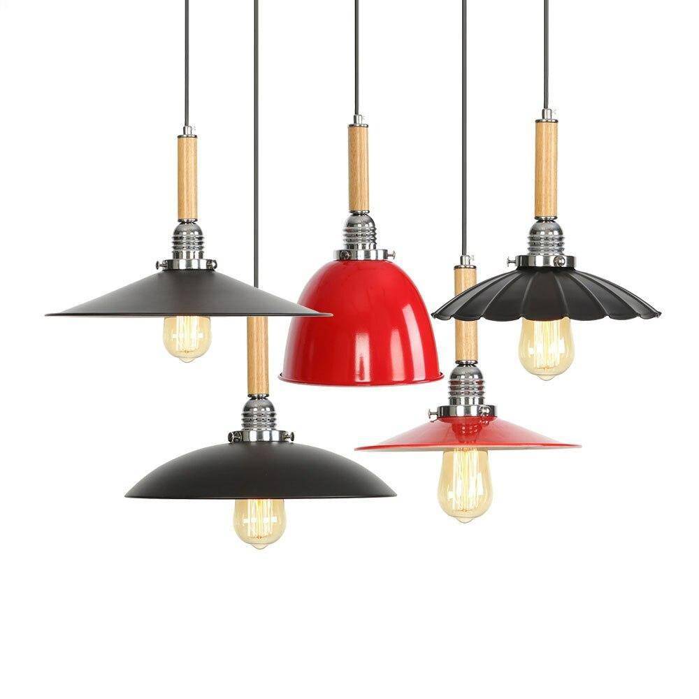 Suspension vintage LED en métal avec abat-jour style rétro - vue 10 sur 10