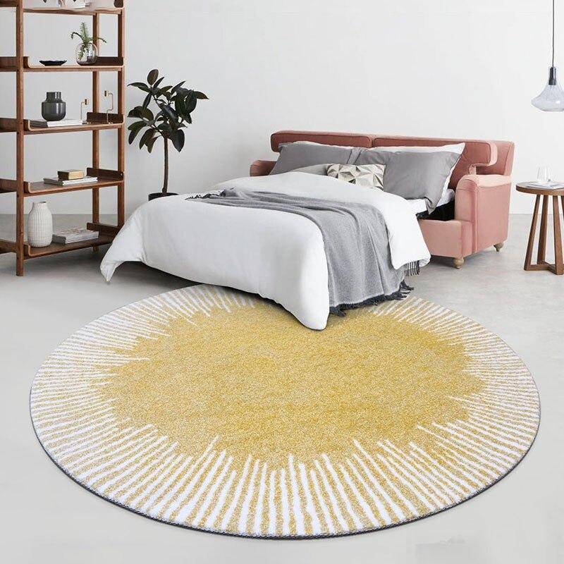 Round modern yellow carpet Light Luxury style