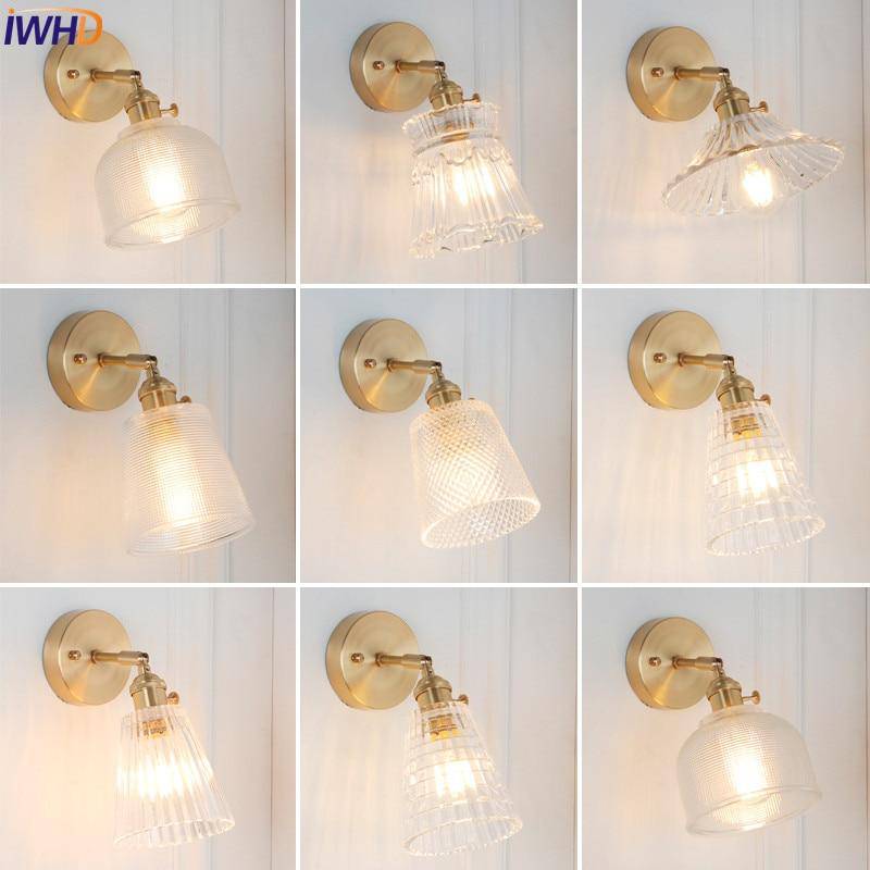 wall lamp gold wall LED and lampshade glass