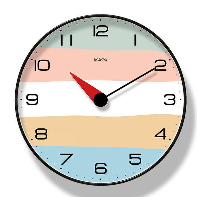 Reloj de pared redondo con bandas de color Rato