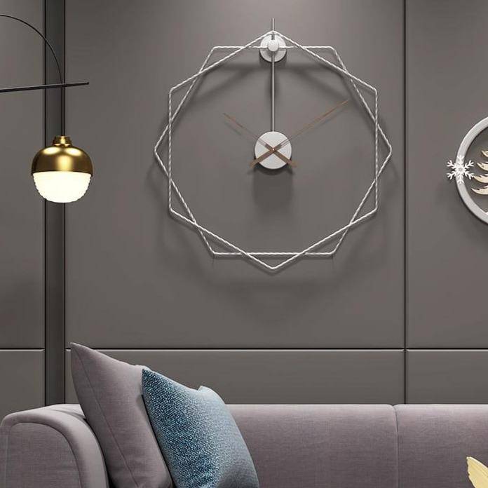 Horloge murale design hexagones décalés en métal