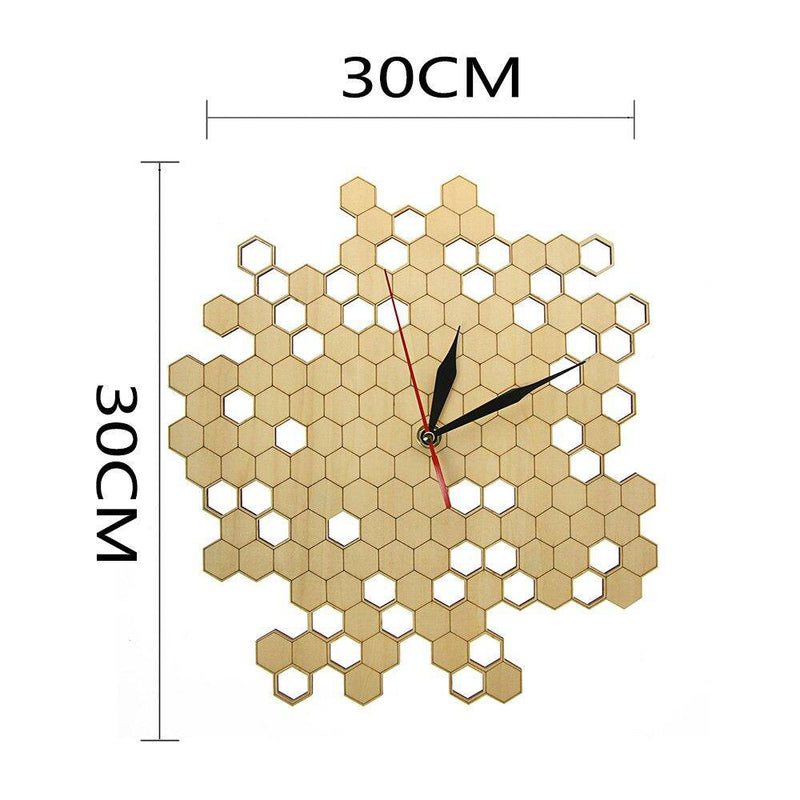 Reloj de pared de madera con celdas hexagonales 30cm Naturaleza
