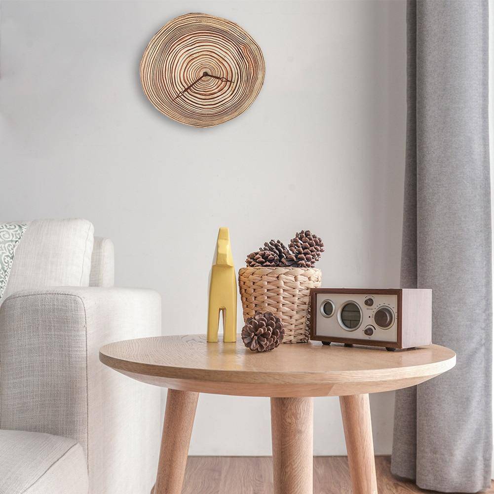 Horloge murale scandinave tronc d'arbre en bois 28cm Hours - vue 3 sur 3