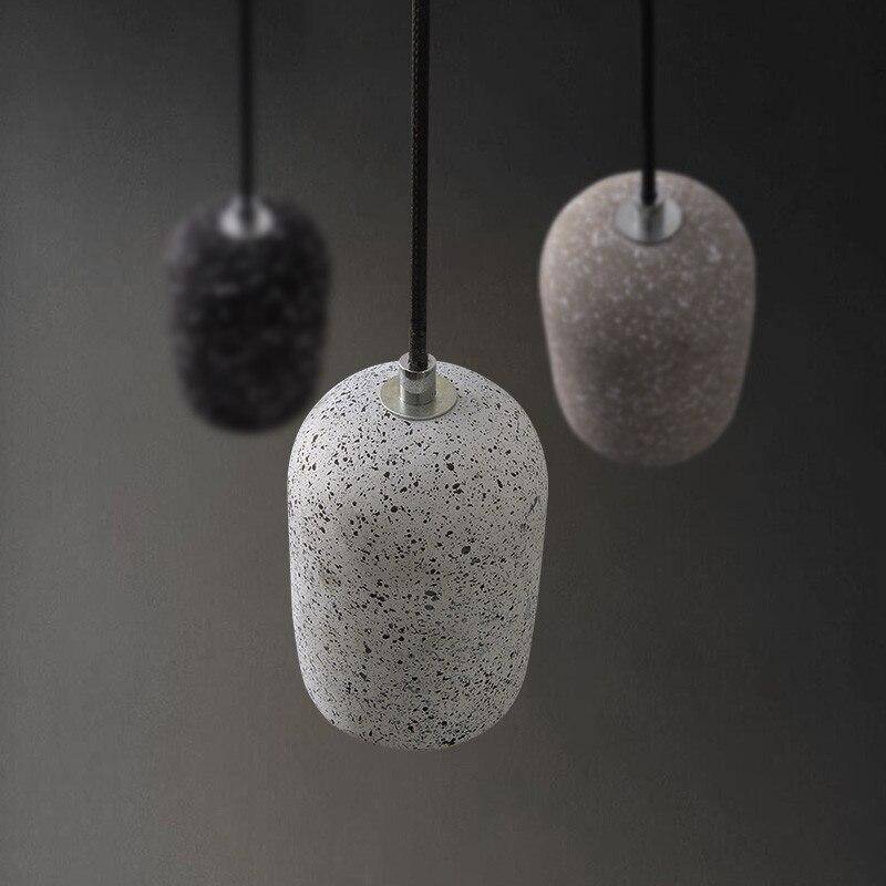 pendant light cylindrical design in terrazzo style cement LED