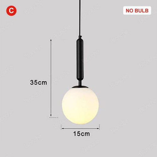 Suspension design LED avec tube en acier et sphère en verre Luxury - vue 8 sur 8
