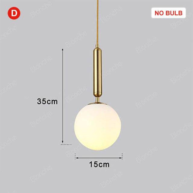 pendant light LED design with steel tube and glass sphere Luxury