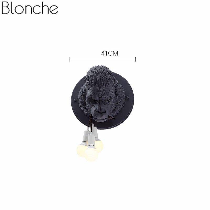 Applique murale design LED avec tête de gorille en résine Light