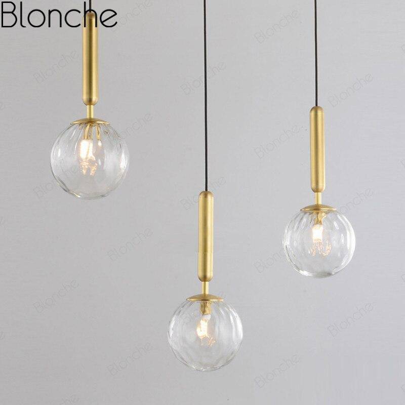 Suspension design LED dorée avec boule en verre Loft - vue 5 sur 5