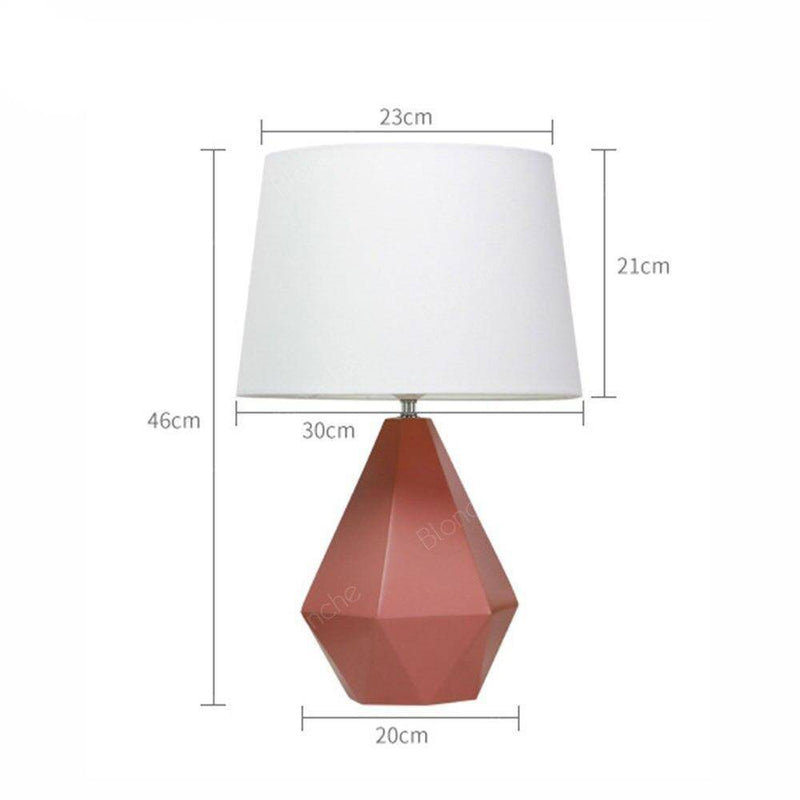 Modern LED desk lamp in crystal form and lampshade white