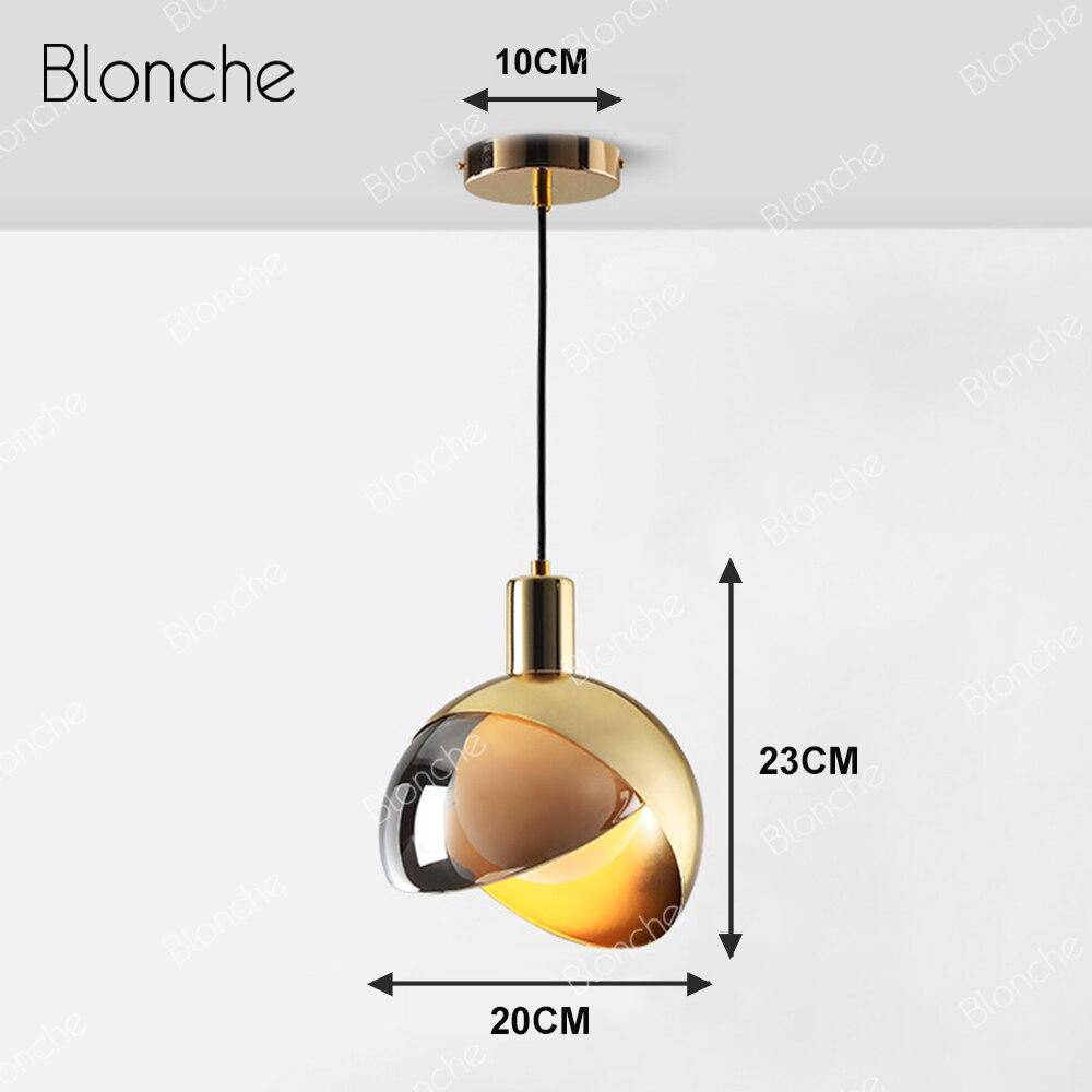 Suspension design LED avec abat-jour arrondi doré Loft - vue 6 sur 7