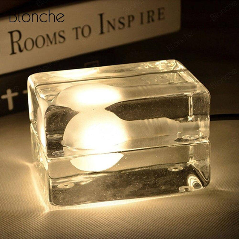 Lampe à poser moderne LED en cube transparent Creative