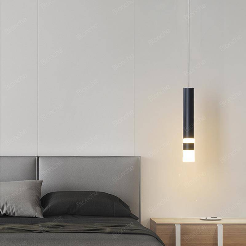 Lámpara de suspensión cilíndrico design metal negro LED Loft