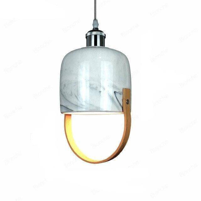 Lámpara de suspensión design LED con pantalla de mármol blanco Loft