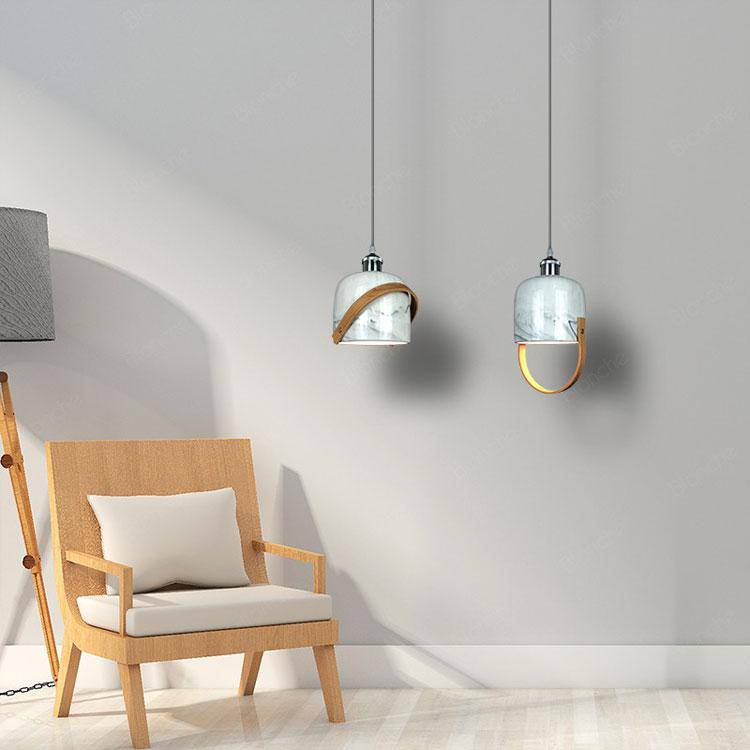 Suspension design LED avec abat-jour en marbre blanc Loft