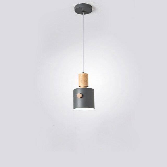 Suspension moderne LED avec abat-jour coloré en bois Nordic