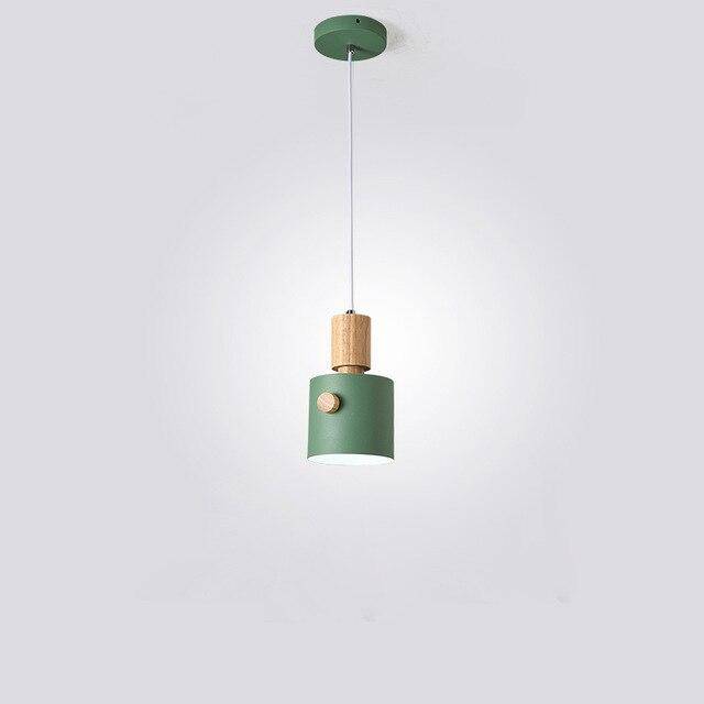 Suspension moderne LED avec abat-jour coloré en bois Nordic