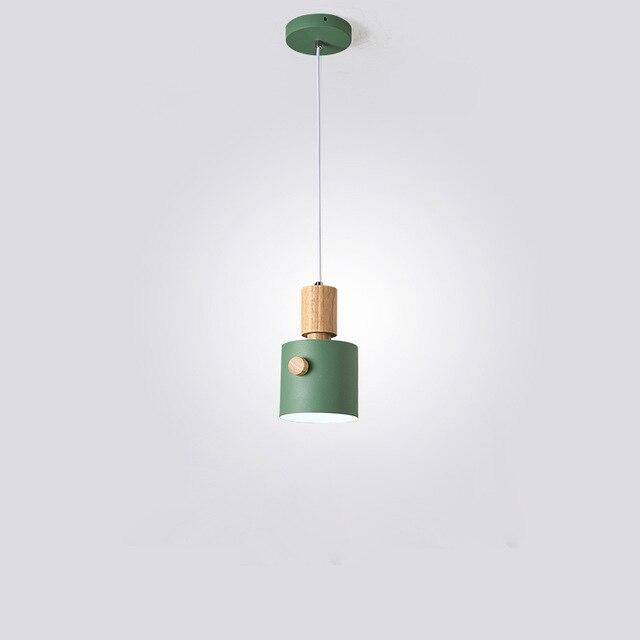 pendant light modern LED with lampshade colored wood Nordic