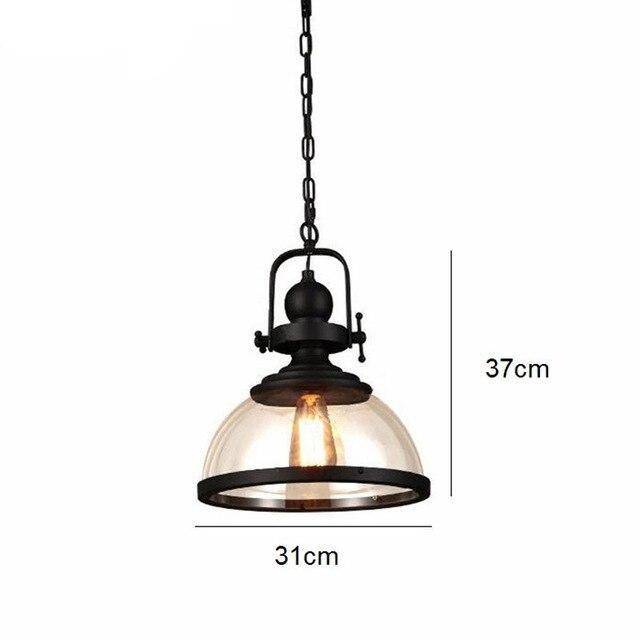 Suspension industrielle LED avec abat-jour en verre Loft