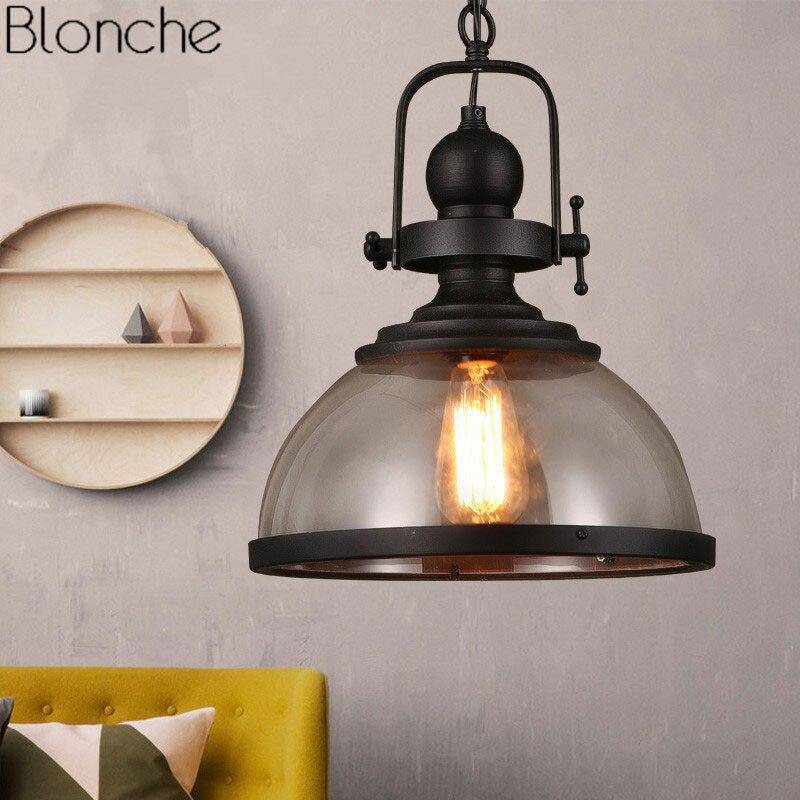 pendant light industrial LED with lampshade glass Loft