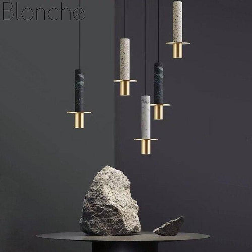 Suspension design à LED en ciment terrazzo style Luxury - vue 4 sur 8