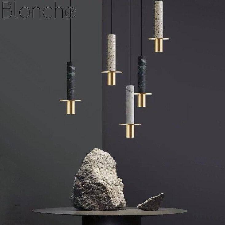 Suspension design à LED en ciment terrazzo style Luxury - vue 3 sur 8