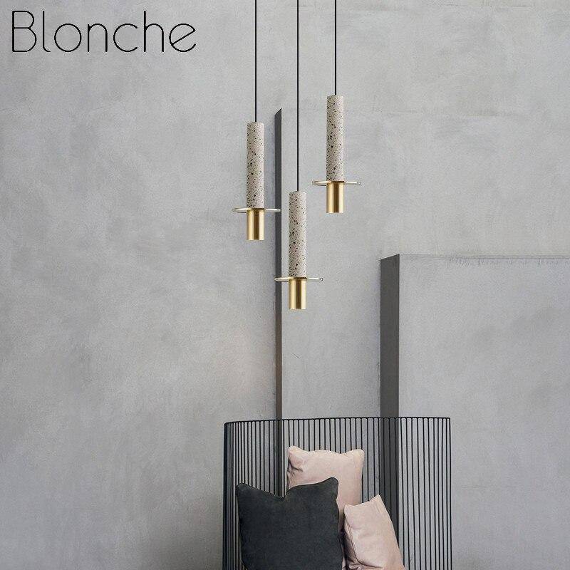 Suspension design à LED en ciment terrazzo style Luxury - vue 2 sur 8