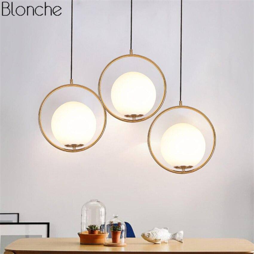 Suspension design à LED anneau doré et verre Indoor - vue 2 sur 3