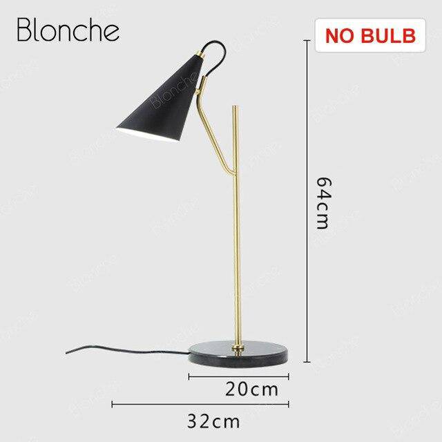 Lampe à poser design LED en marbre avec tube dorée