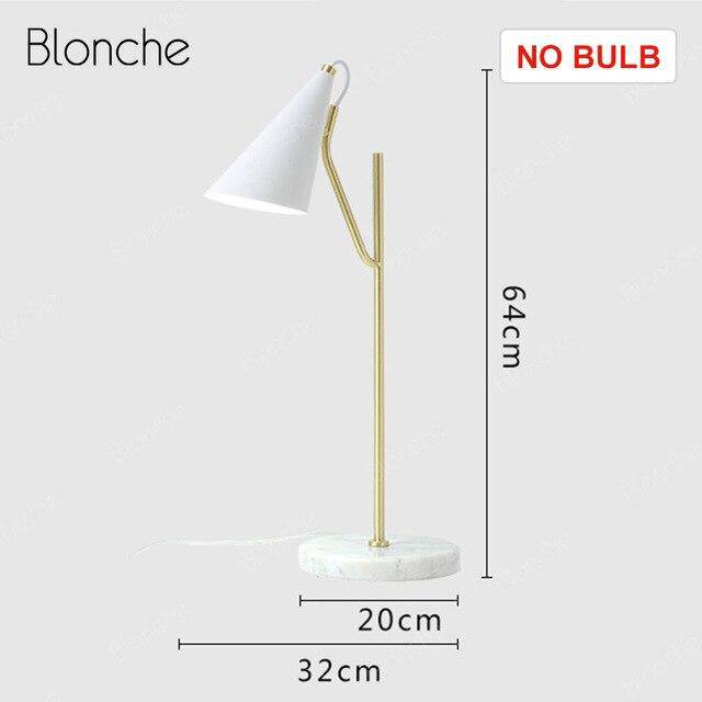 Lampe à poser design LED en marbre avec tube dorée