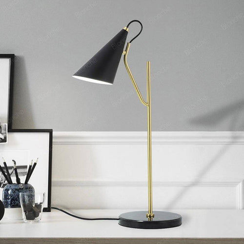 Marble LED design table lamp with gold tube