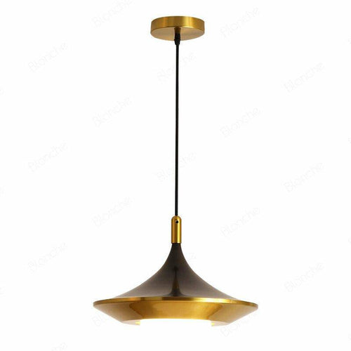 Suspension moderne LED avec abat-jour triangulaire arrondi doré - vue 5 sur 6