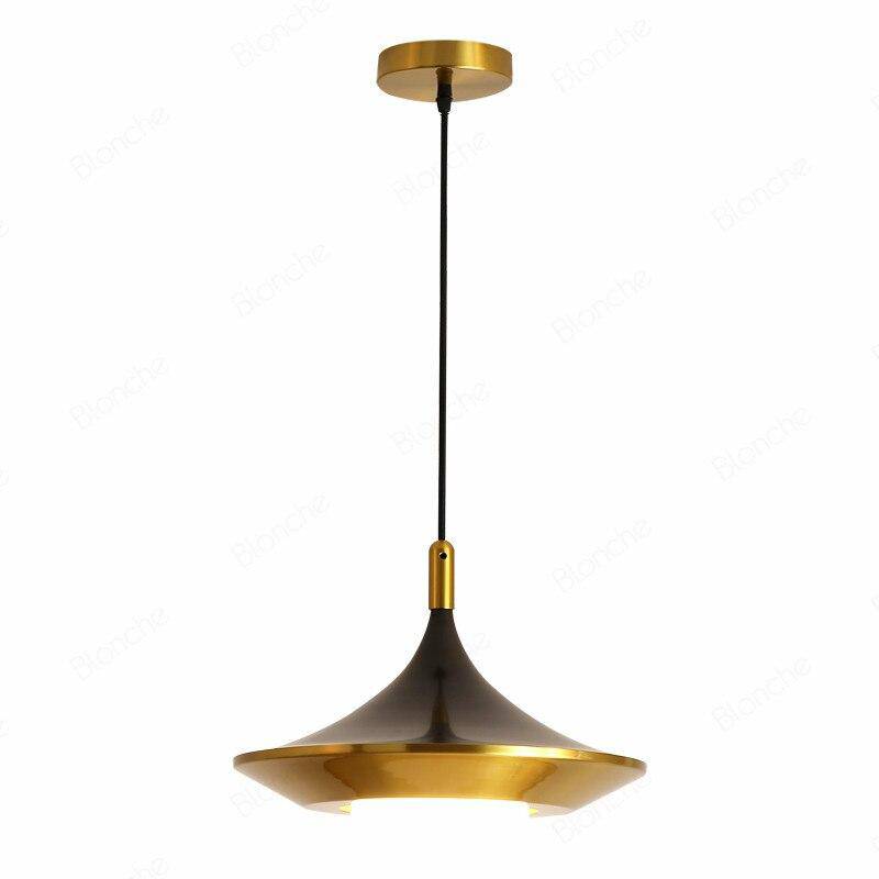 Suspension moderne LED avec abat-jour triangulaire arrondi doré - vue 5 sur 6