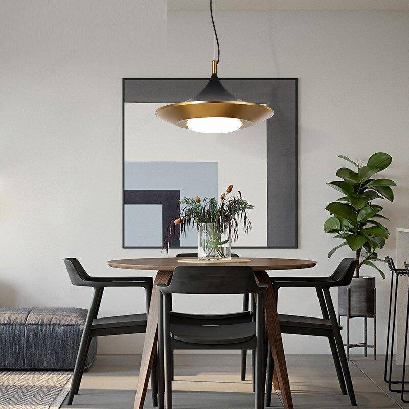 pendant light modern LED with lampshade rounded golden triangular