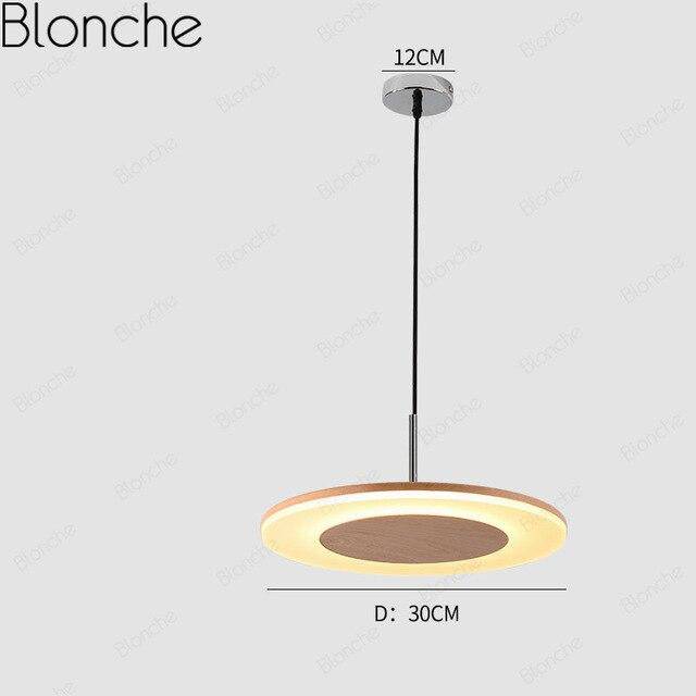 Suspension moderne LED avec disque en bois style Hang