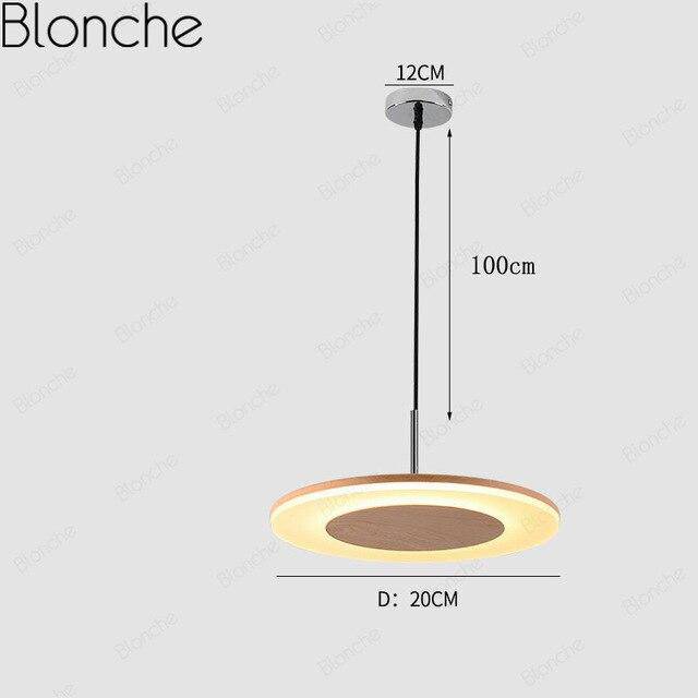 Suspension moderne LED avec disque en bois style Hang