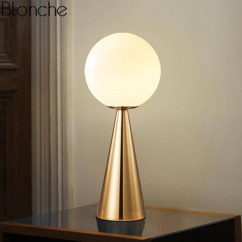 Designer LED table lamp with glass ball