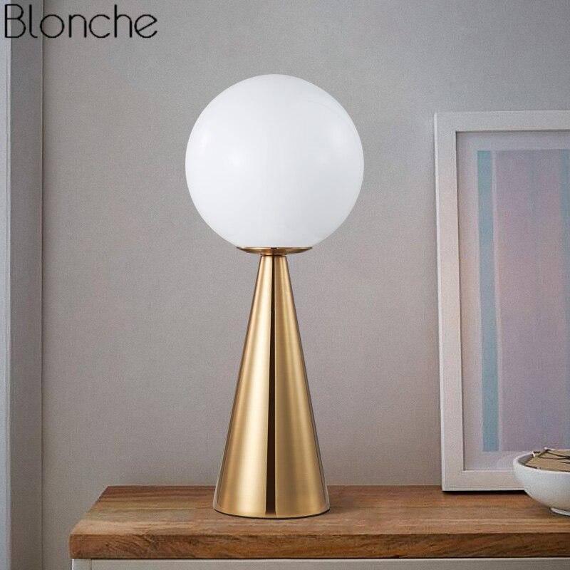 Designer LED table lamp with glass ball