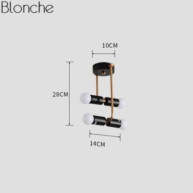 Suspension moderne à LED en métal noir et branches rétro