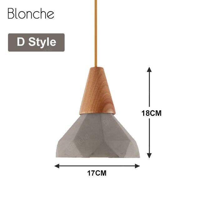pendant light LED design in cement and wood Loft Decor style