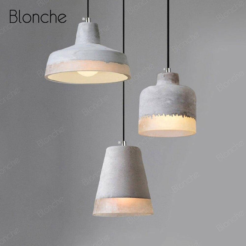 pendant light LED cement design with lampshade of various shapes Loft