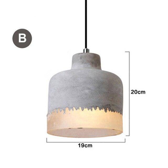 Lámpara de suspensión design Pantalla de cemento LED con varias formas Loft