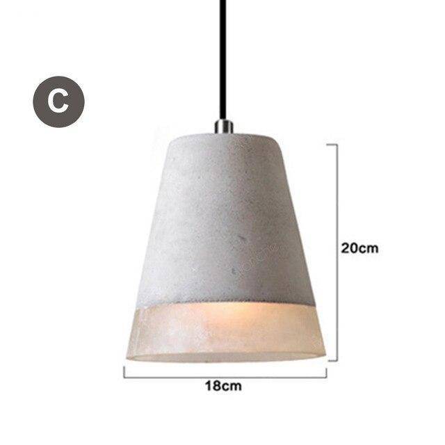 Suspension design LED en ciment avec abat-jour de plusieurs formes Loft